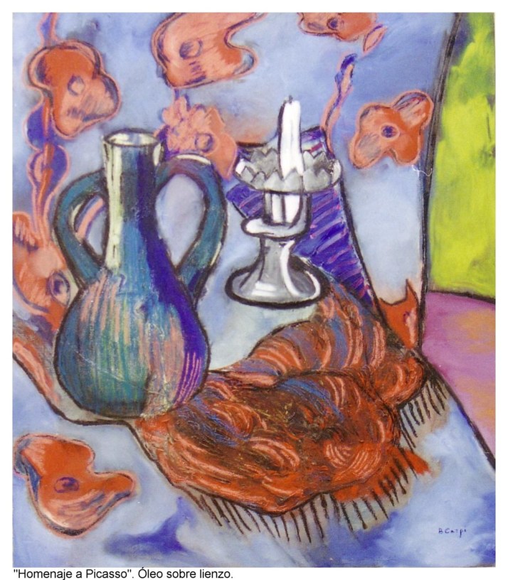  B. Carpi: Homenaje a Picasso. Óleo sobre lienzo, 60 por 70 cm.