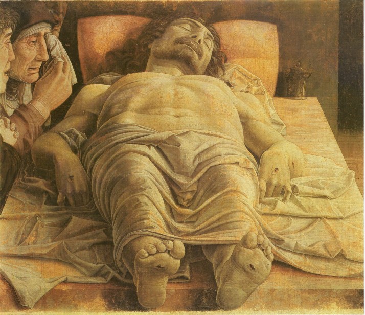 Andrea Mantegna: Cristo muerto", fragmento. 1474.Pinacoteca di Brera.