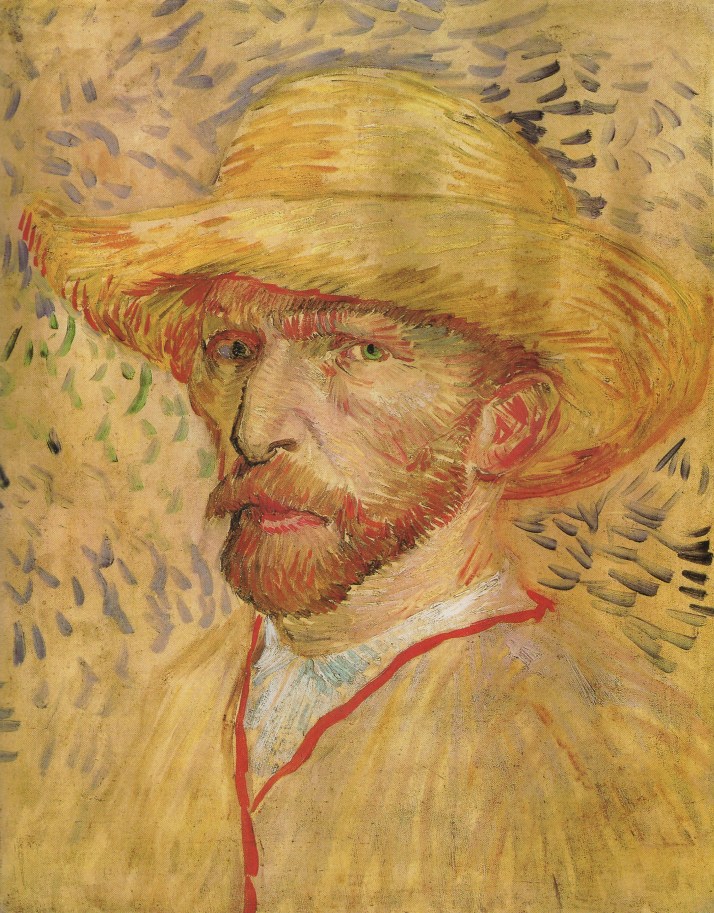 Van Gogh: "Autorretrato con sombrero de paja". Óleo sobre cartón (40x 32),1887.