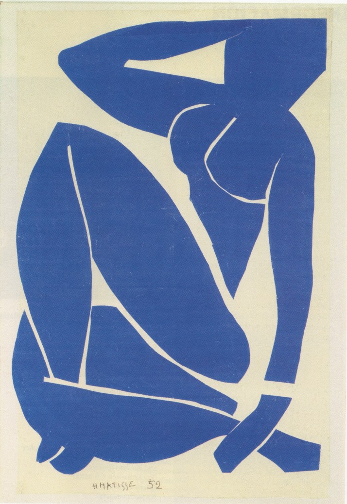 Matisse: "Desnudo azul III". Aguada recortada, 112 > 73 cm. Museo Nacional de Arte Moderno. París.
