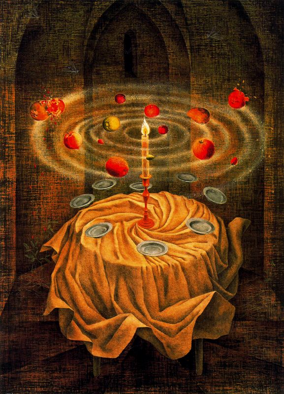 Remedios Varo: "Naturaleza muerta resucitando". 1963. Óleo sobre lienzo, 110 x 80.