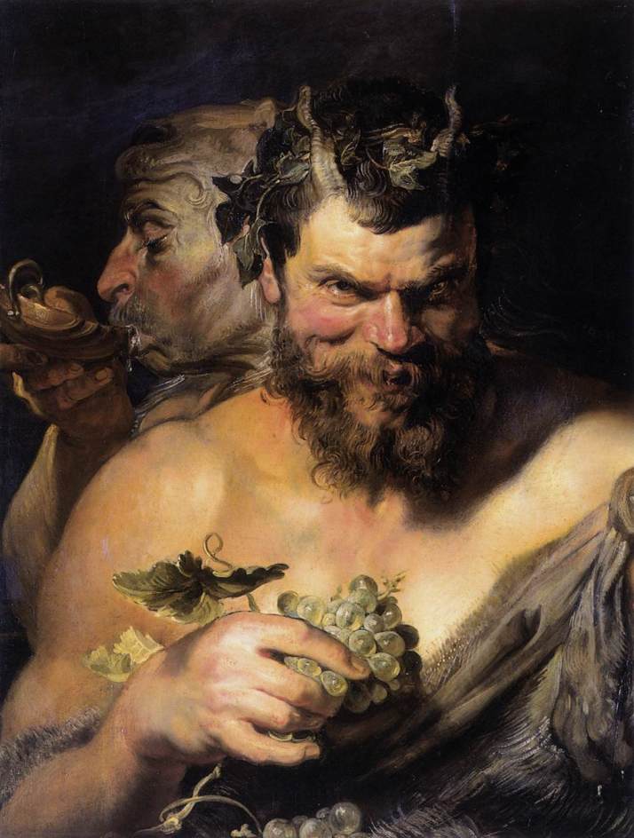 Rubens: "Dos Sátiros". 1618-1619. Óleo sobre lienzo, 76 x 66. Alte Pinakothek, Munich.