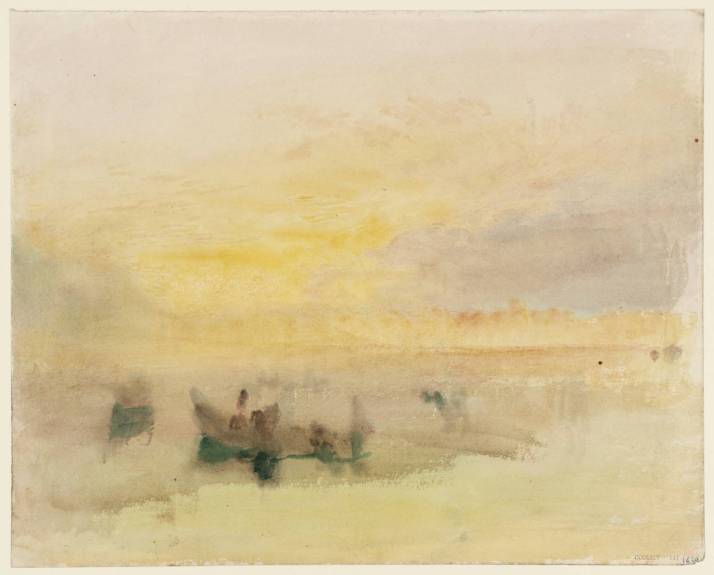 W. Turner: "Barcos en la laguna, cerca de Venecia" 1840.Acuarela sobre papel, 24 x 30. Tate Galley, Londres.