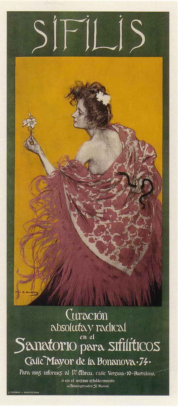Ramón Casas: "Sifilis", 80 x34. Museu Nacional d d'Art de Catalunya. Barcelona.