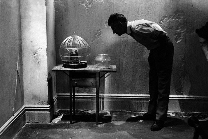 samuel Beckett  revisando parte del decorado de la película