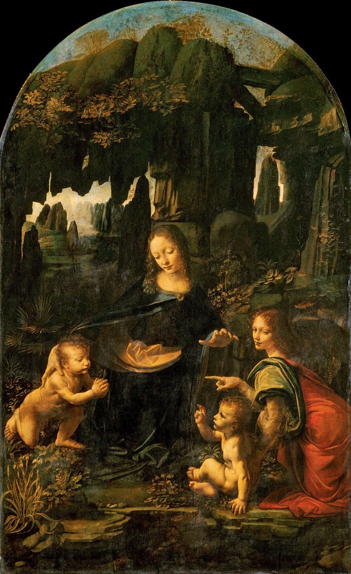 Leonardo da Vinci: "La Virgen de Las Rocas". Óleo sobre tabla (transferido a lienzo en 1806), Museo del Louvre.