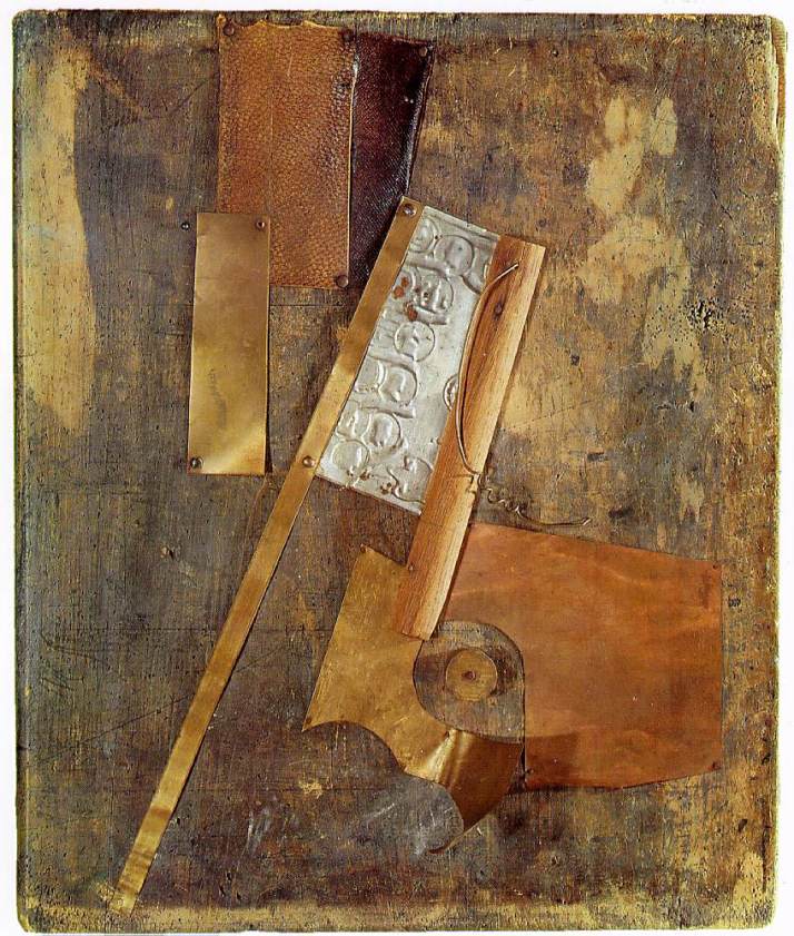 Tatlin: "Relieve", c.1914.Metal y cuero sobre madera. Colección particular