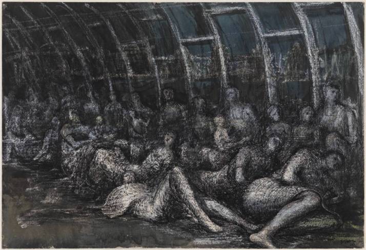 Shelterers in the Tube 1941 by Henry Moore OM, CH 1898-1986